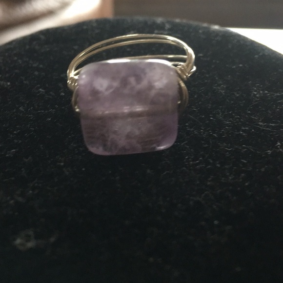 Silver wire wrapped pink Seaglass rose quartz ring - Picture 4 of 4